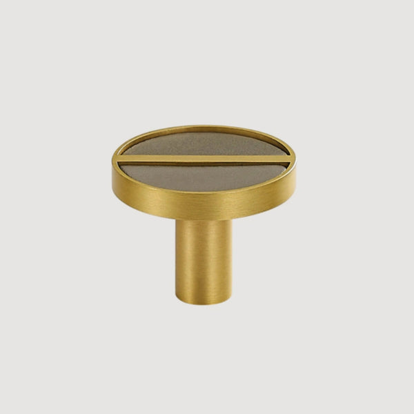 Knopp 1076 | Mässing + Läder | Grå