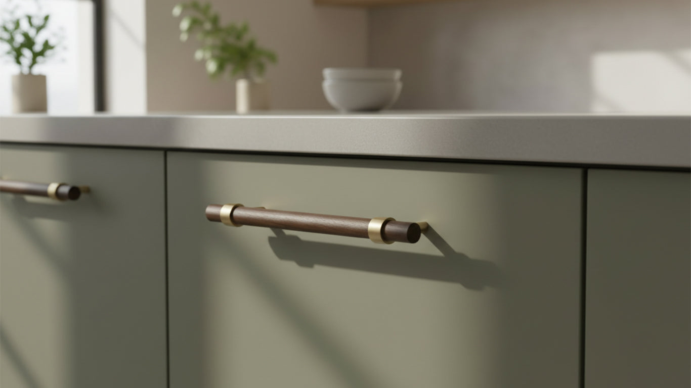 Handgreep CH025W | Notenhout + Messing