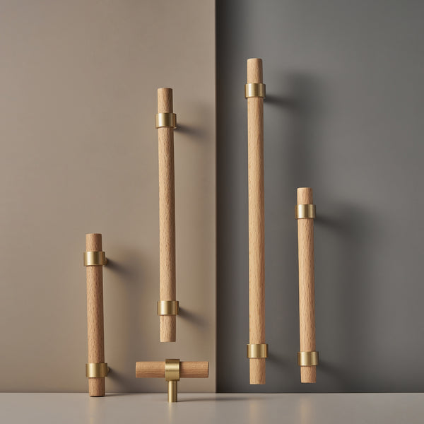 Handle CH025B | Beech wood + Brass